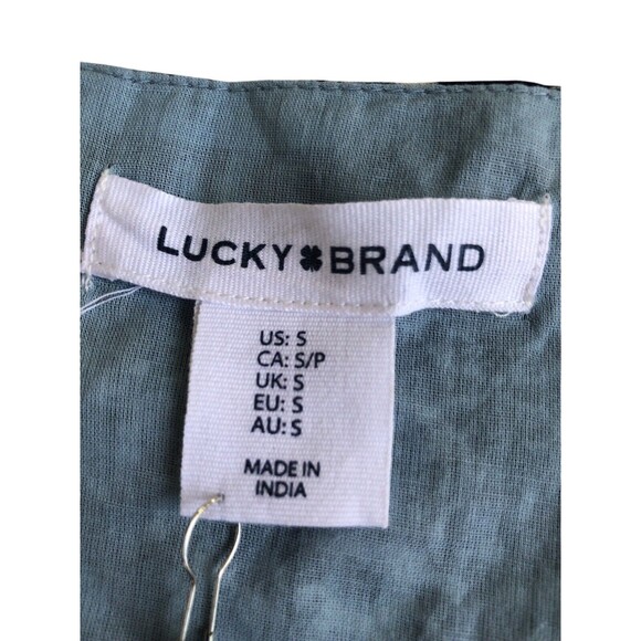 NWT Lucky Brand Tiered Bohemian Maxi Dress Blue Women’s Button Down Tie Waist S - Picture 8 of 13